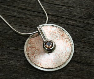 round mokume gane pendant